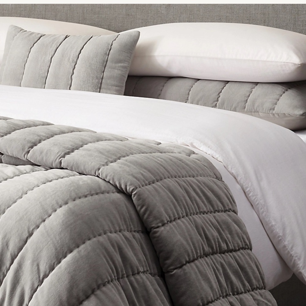✅New! Restoration Hardware ORGANIC COTTON VELVET WIDE CHANNEL Standard SHAM Set